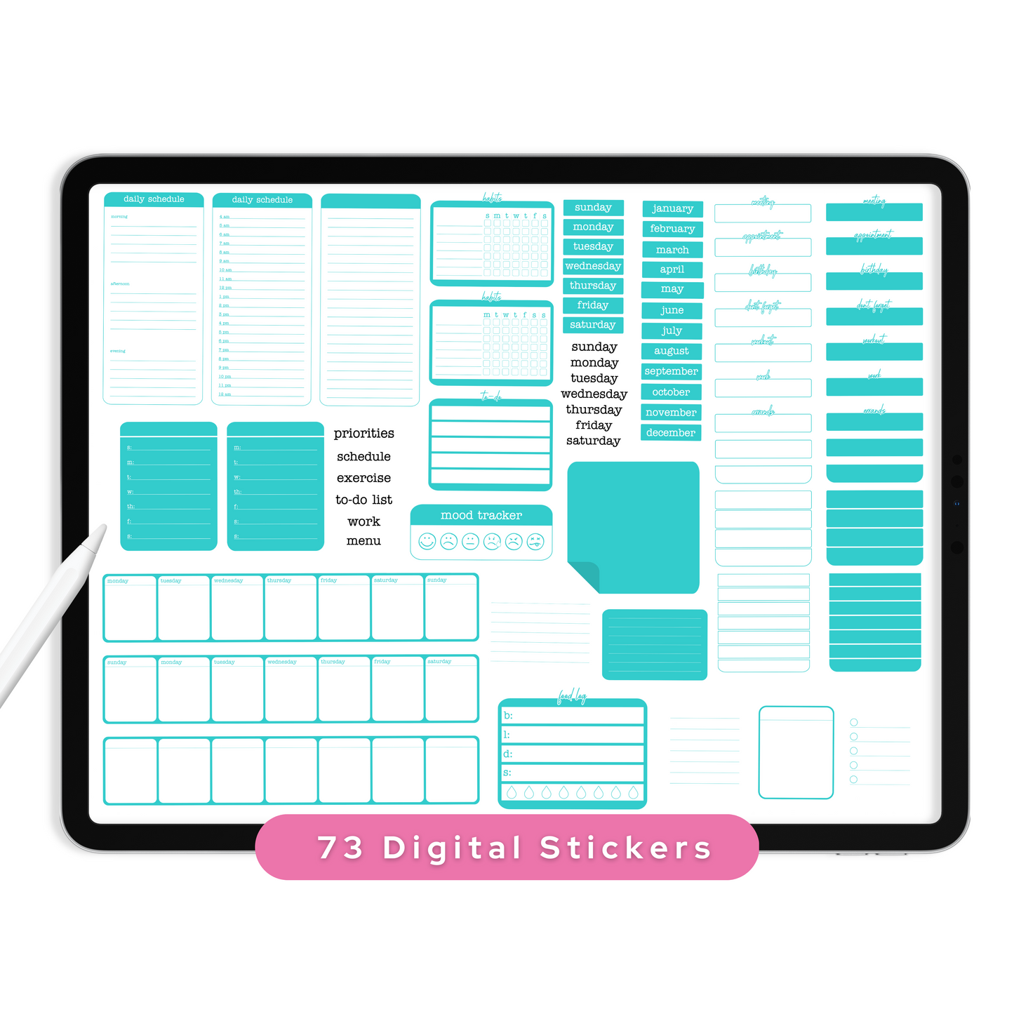 Teal Widgets - Planner Stickers
