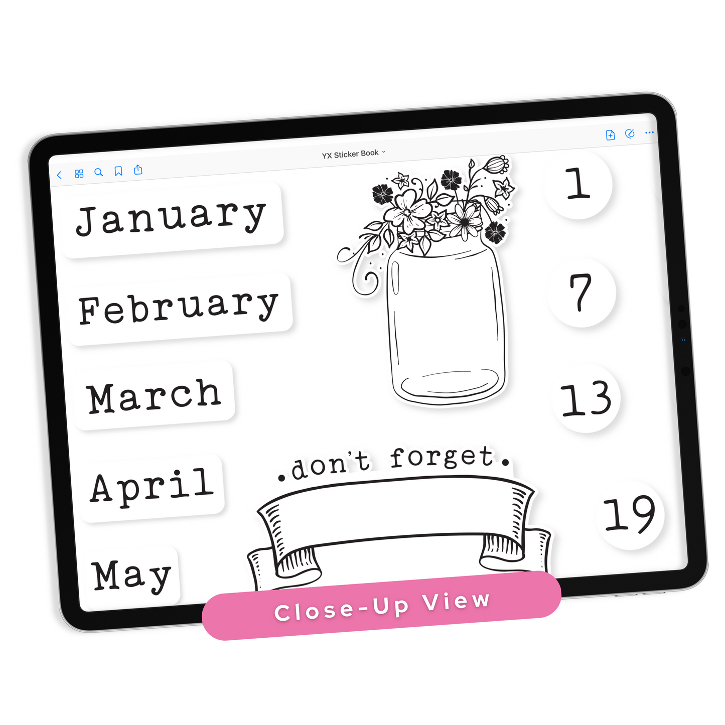 White & Black Digital Planner Stickers