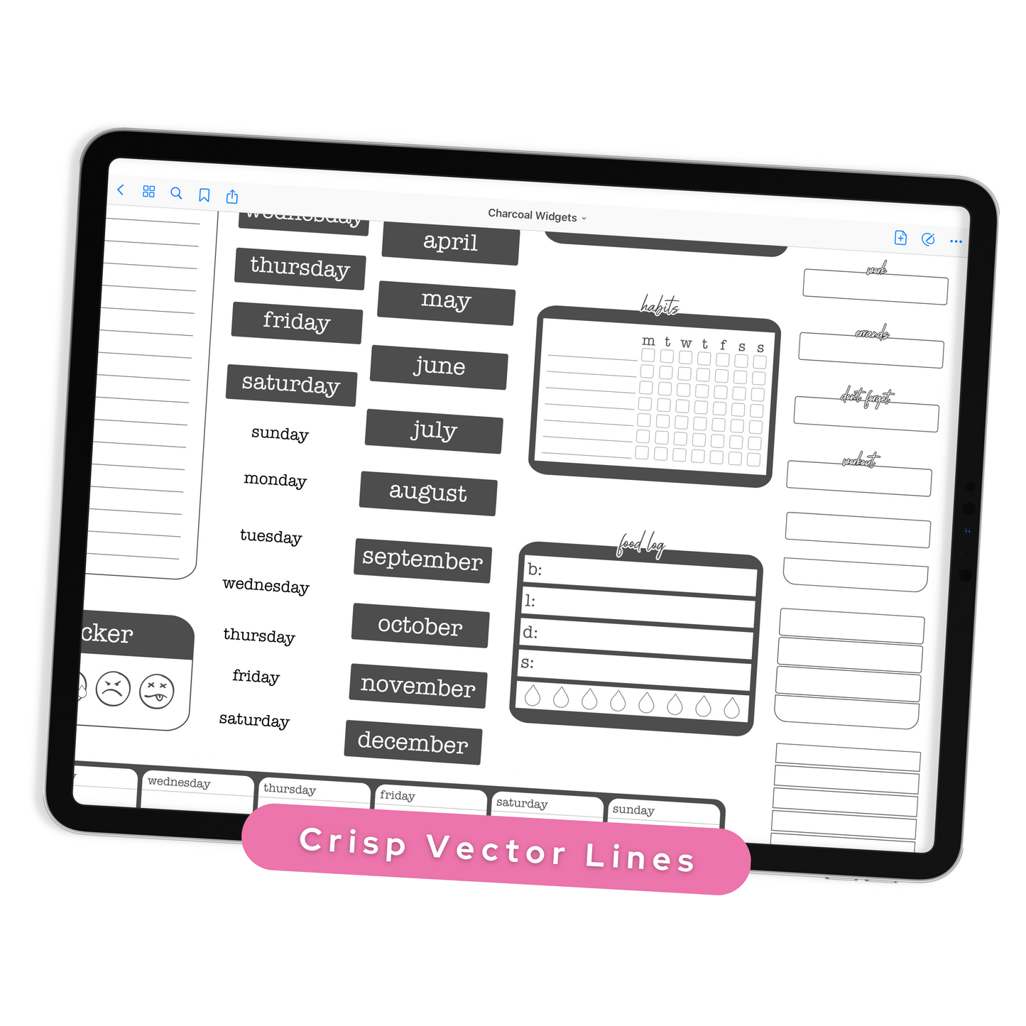Charcoal Widgets - Planner Stickers