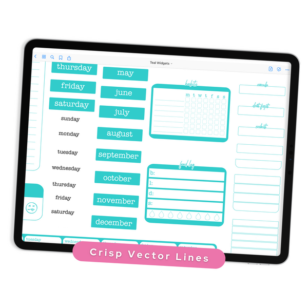Teal Widgets - Planner Stickers