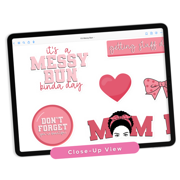 Messy Bun Digital Stickers