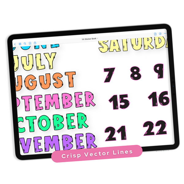 90s Neon Digital Planner Stickers