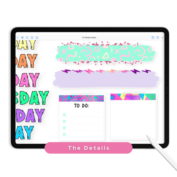 90s Neon Digital Planner Stickers