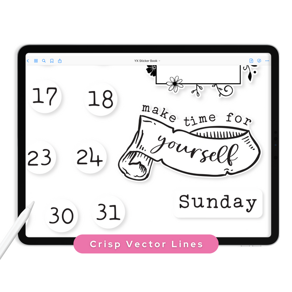 White & Black Digital Planner Stickers
