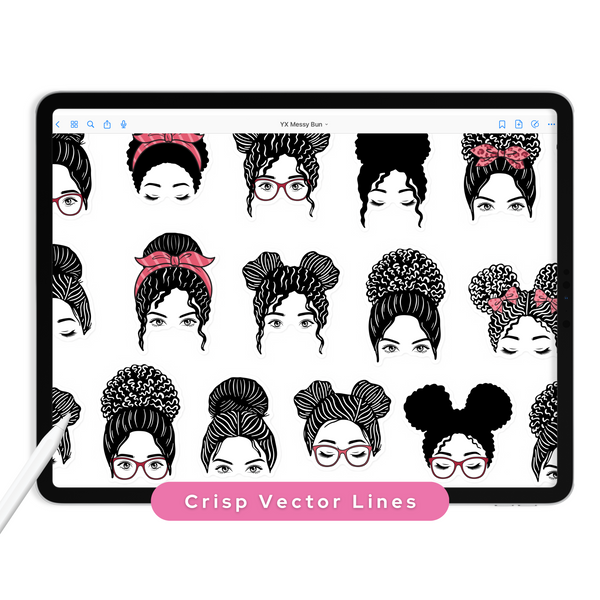 Messy Bun Digital Stickers