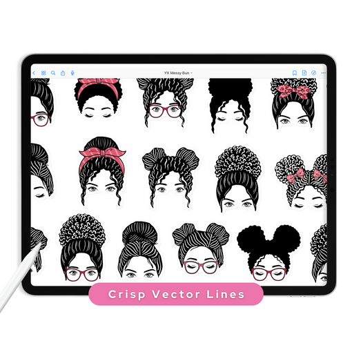 Messy Bun Digital Stickers