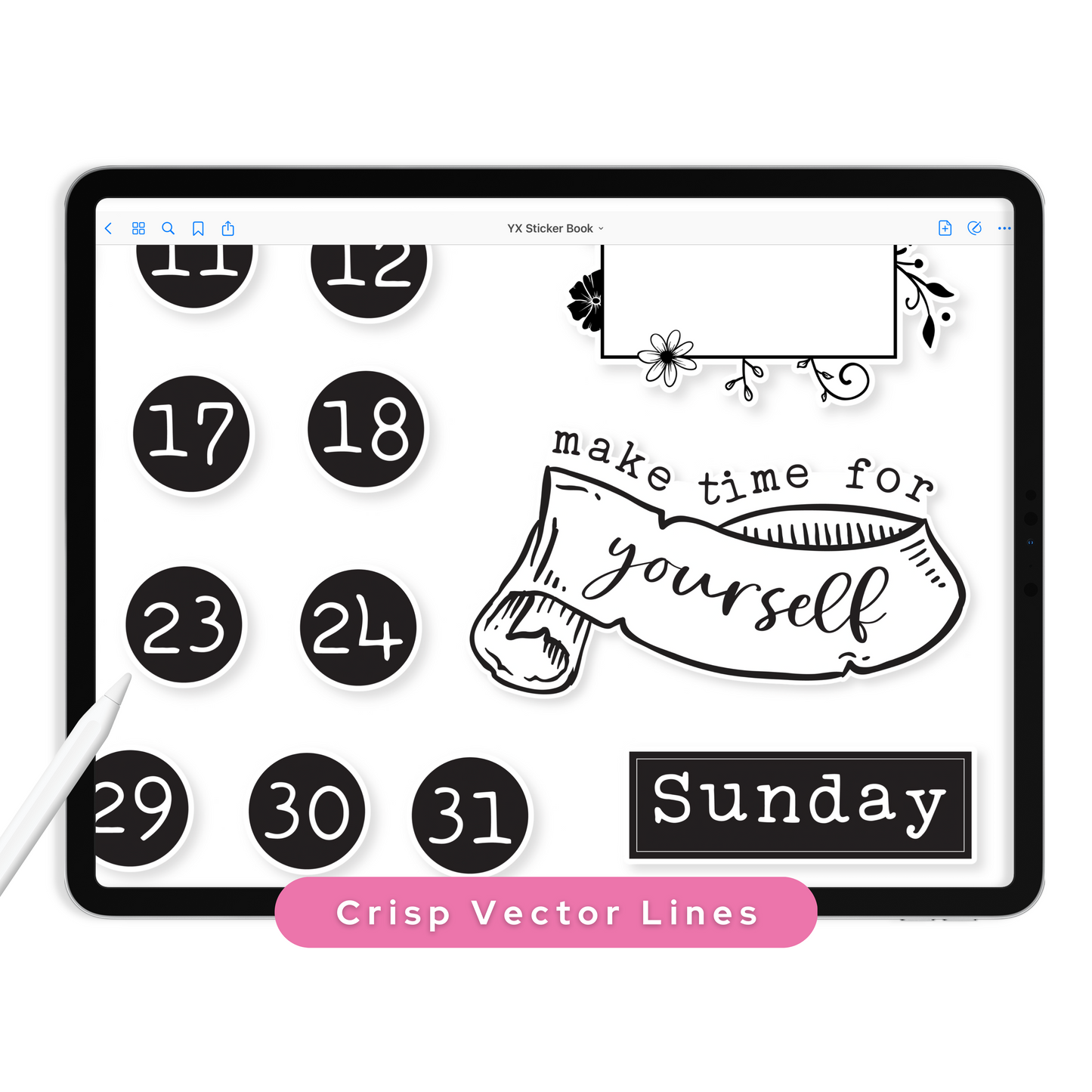 Black & White Digital Planner Stickers