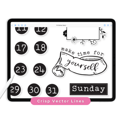 Black & White Digital Planner Stickers