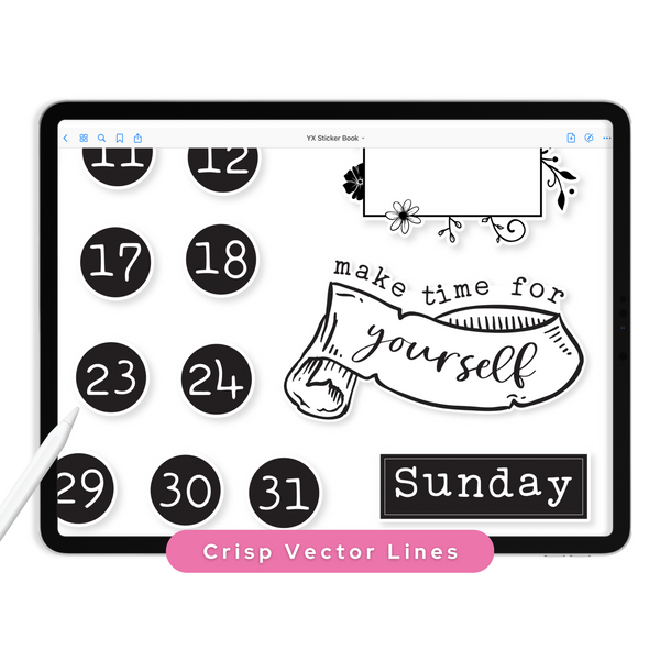 Black & White Digital Planner Stickers