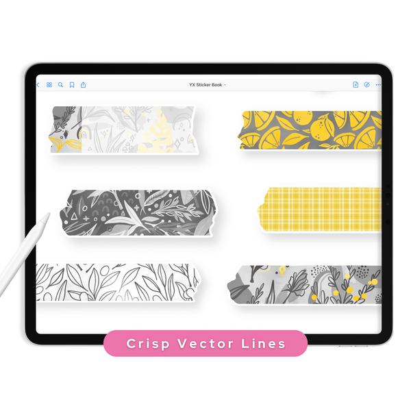 Yellow Washi Digital Planner Stickers