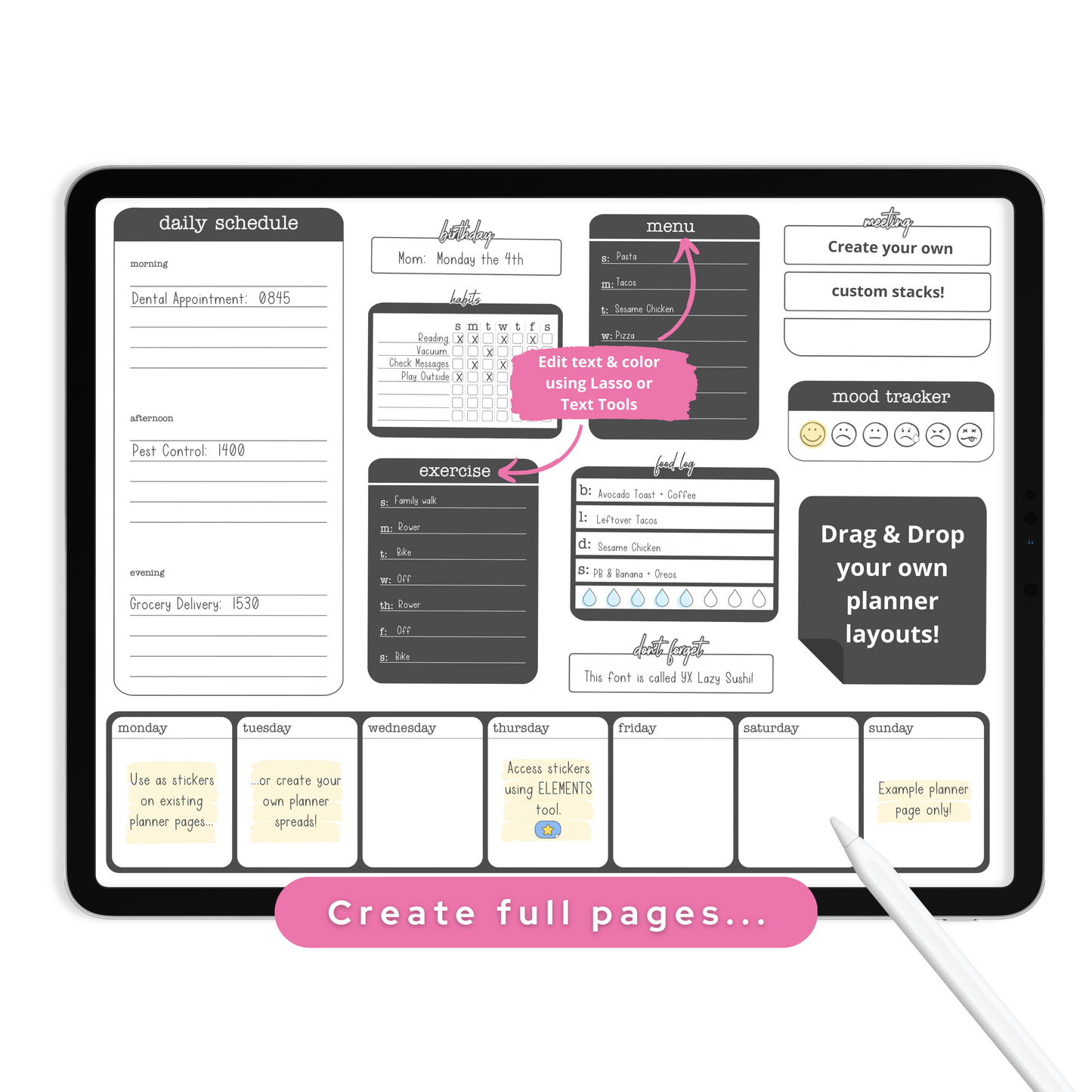 Charcoal Widgets - Planner Stickers
