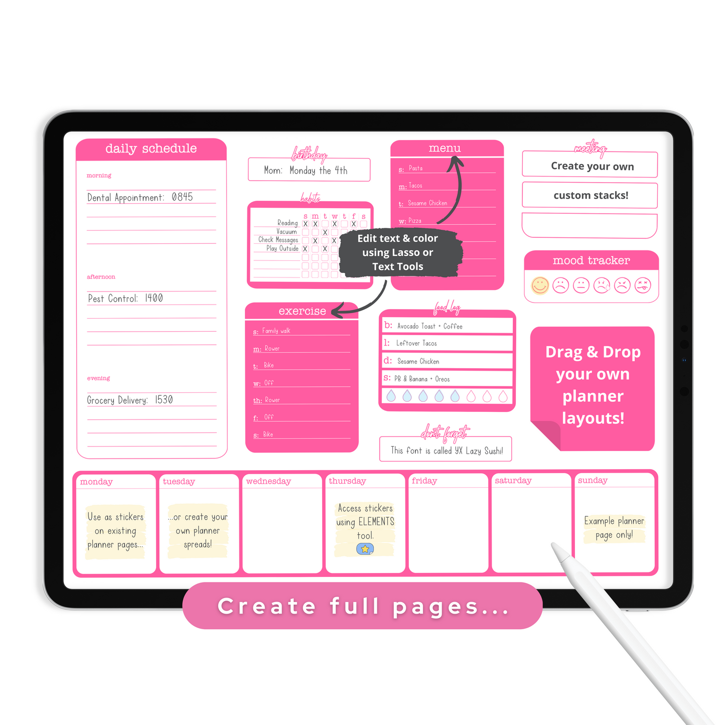 Pink Widgets - Planner Stickers