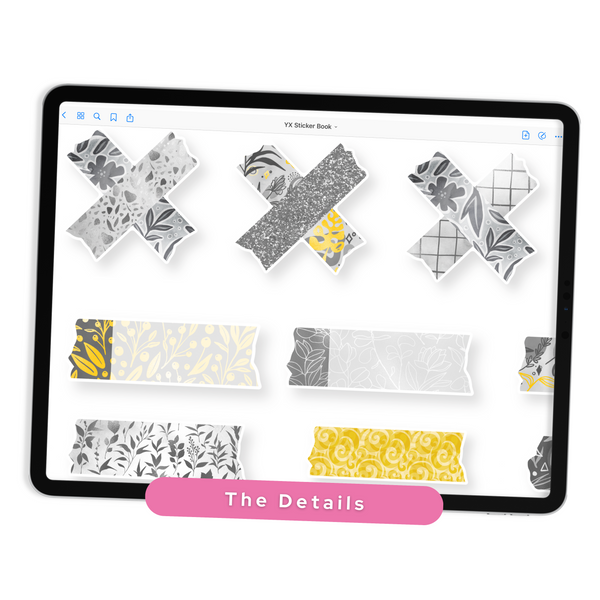 Yellow Washi Digital Planner Stickers