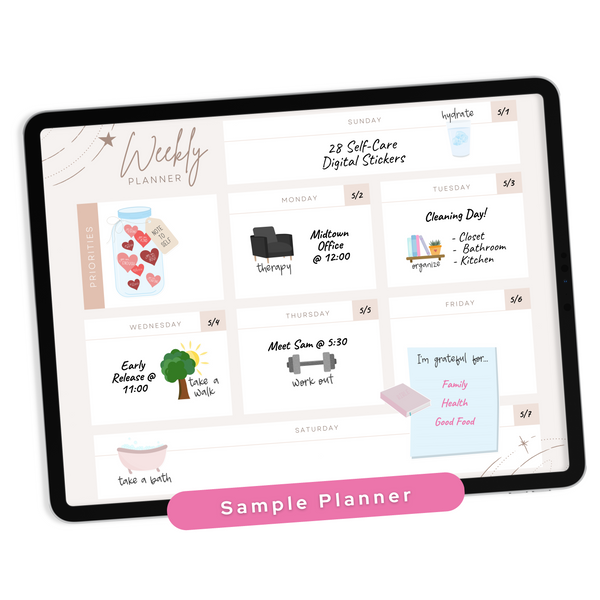 Self-Care Digital Planner Stickers