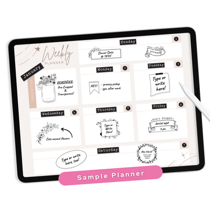 Black & White Digital Planner Stickers