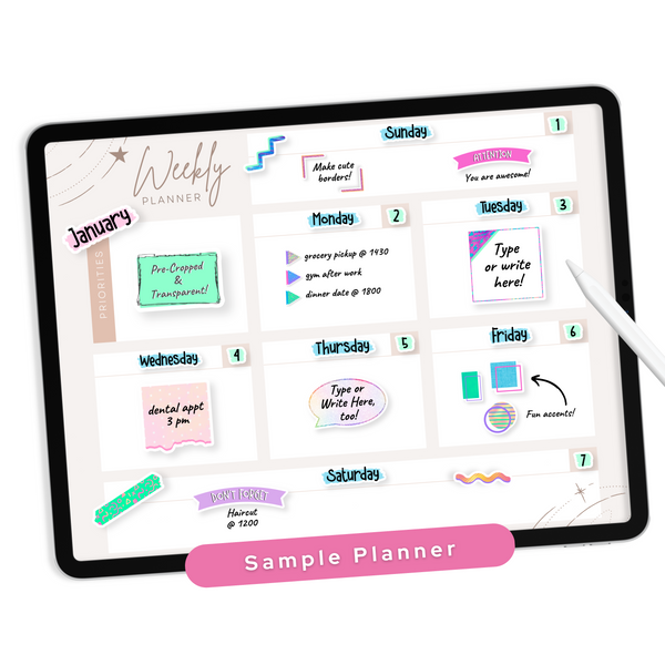 90s Memphis Digital Planner Stickers