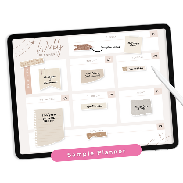 Scrap Paper Digital Planner Stickers