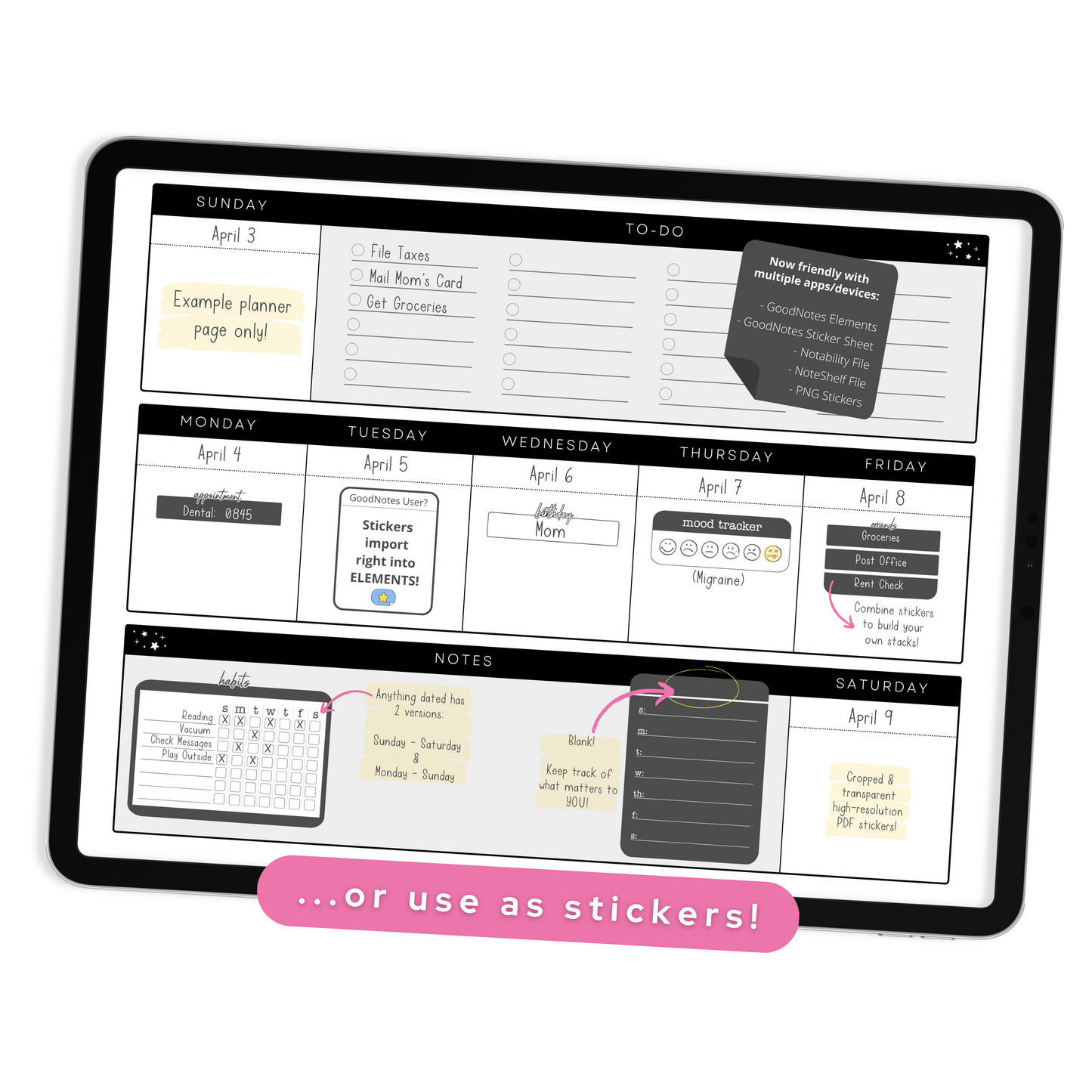 Charcoal Widgets - Planner Stickers