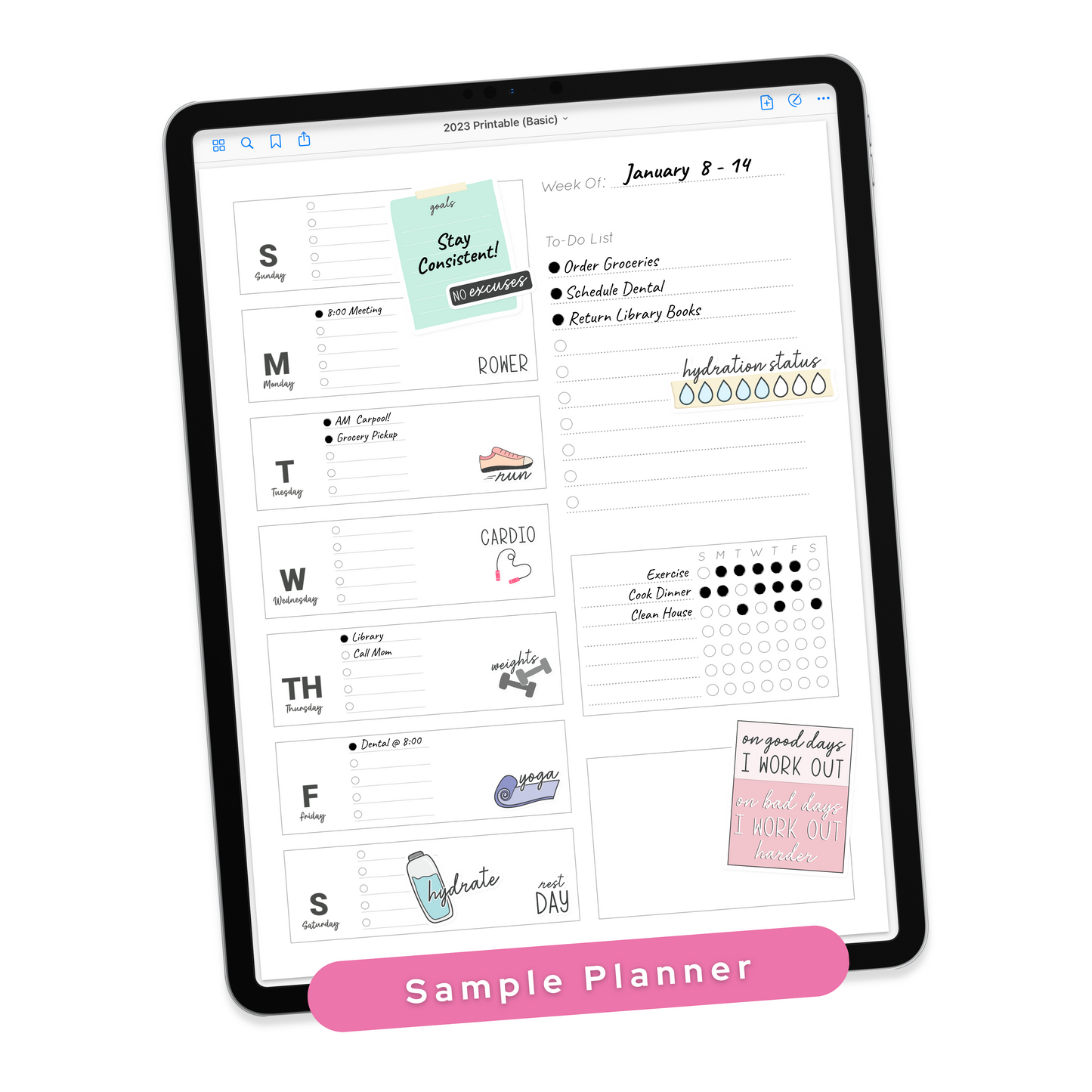 Workout Digital Planner Stickers