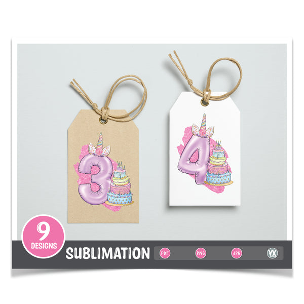 Unicorn Birthday Numbers (Sublimation)