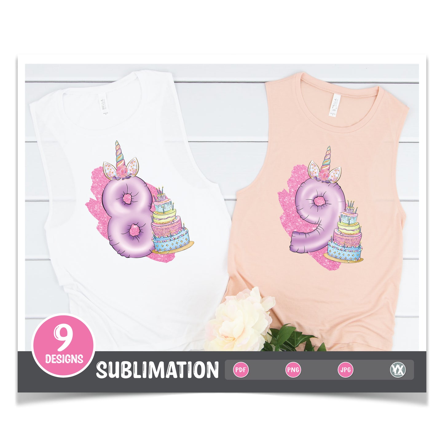 Unicorn Birthday Numbers (Sublimation)