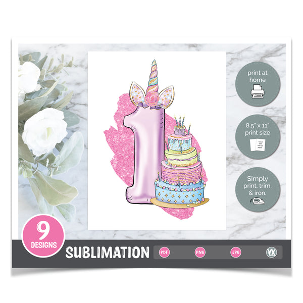 Unicorn Birthday Numbers (Sublimation)
