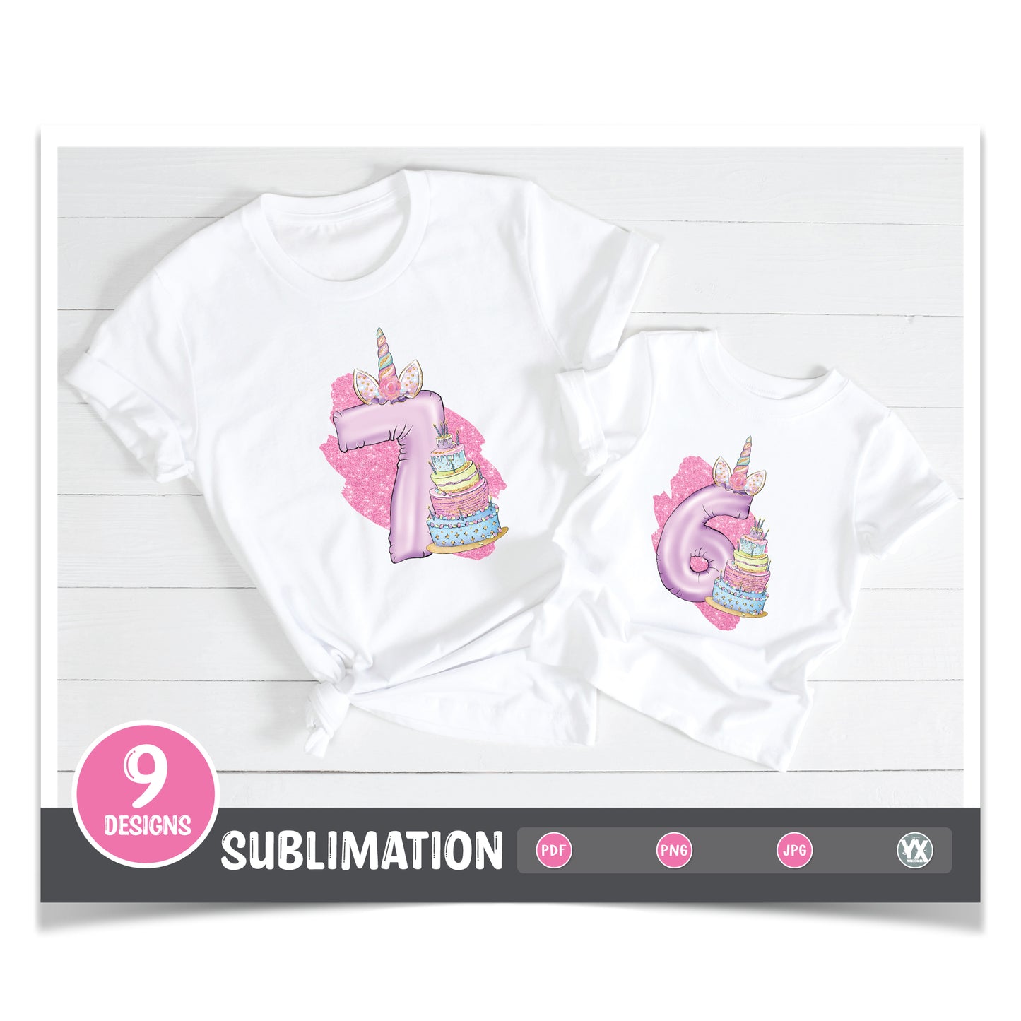 Unicorn Birthday Numbers (Sublimation)