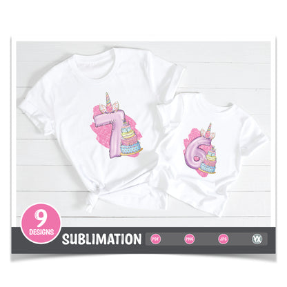 Unicorn Birthday Numbers (Sublimation)