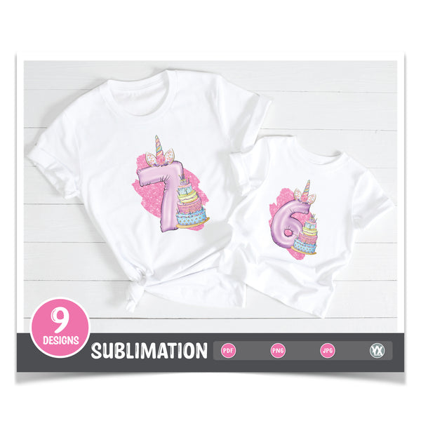 Unicorn Birthday Numbers (Sublimation)