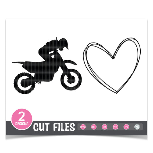 Dirtbike and Heart SVG Set