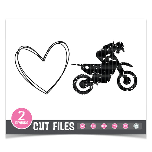 Dirtbike and Heart SVG Set