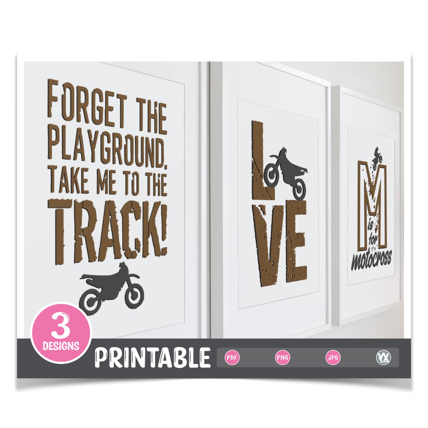 Motocross Nursery Prints - Set of 3