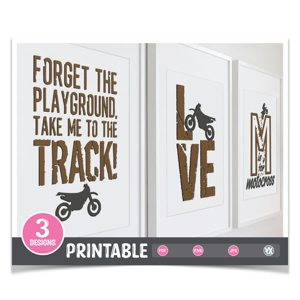 Motocross Nursery Prints - Set of 3
