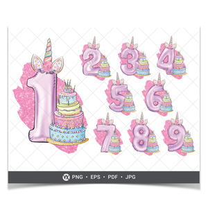 Unicorn Birthday Numbers (Sublimation)