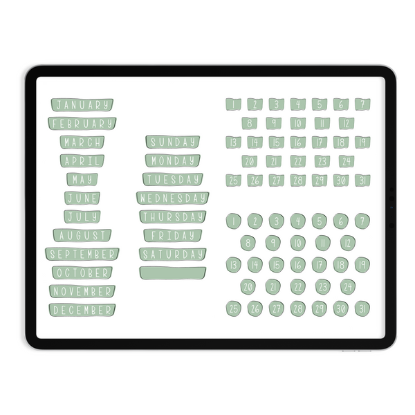 Neutral Days & Months Digital Stickers