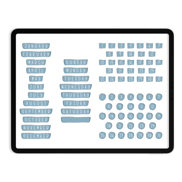 Neutral Days & Months Digital Stickers