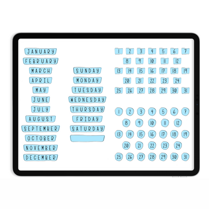 Pastel Days & Months Digital Stickers