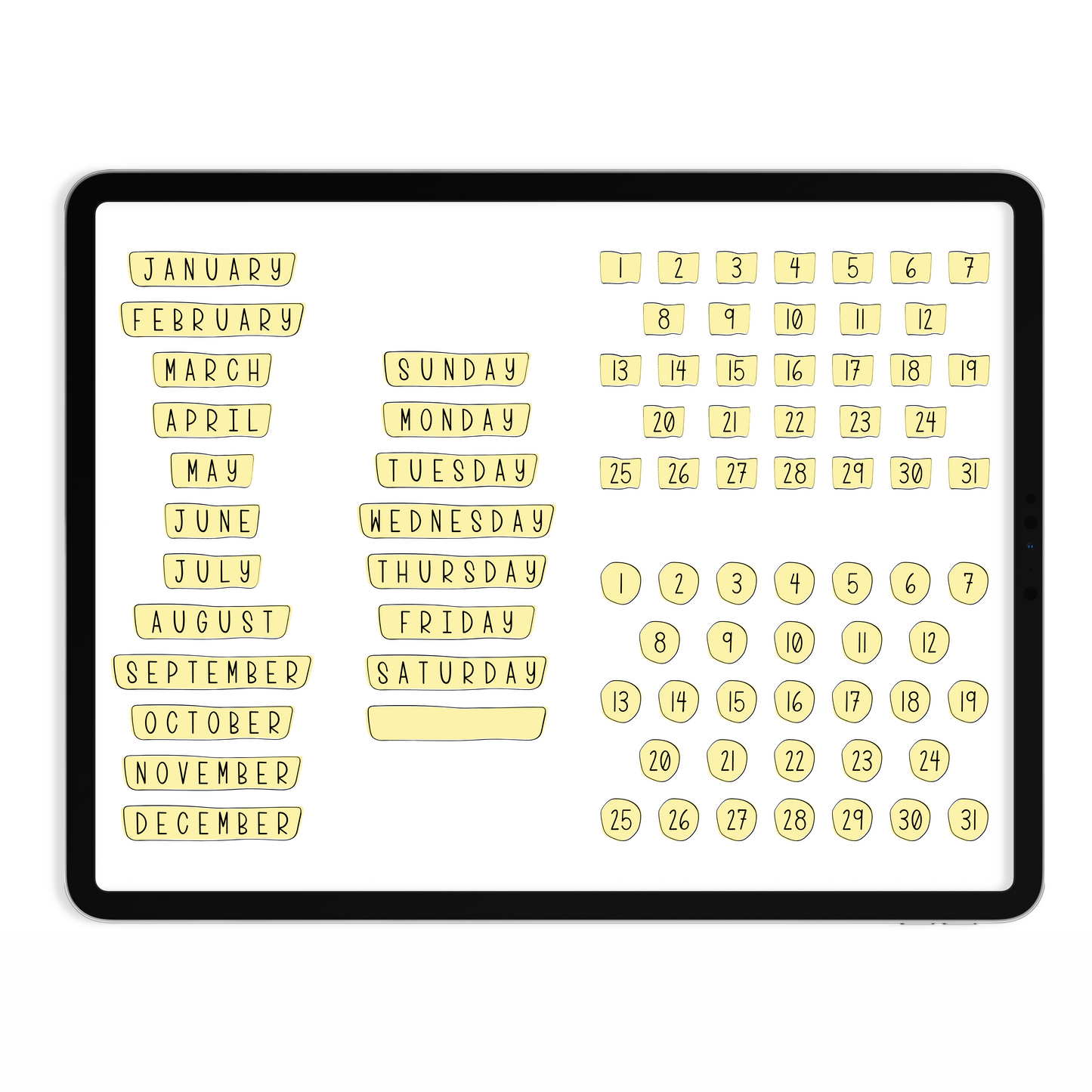 Pastel Days & Months Digital Stickers