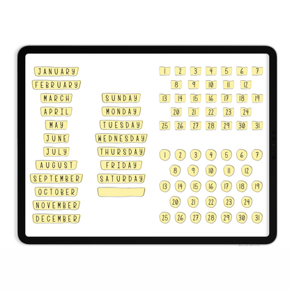Pastel Days & Months Digital Stickers