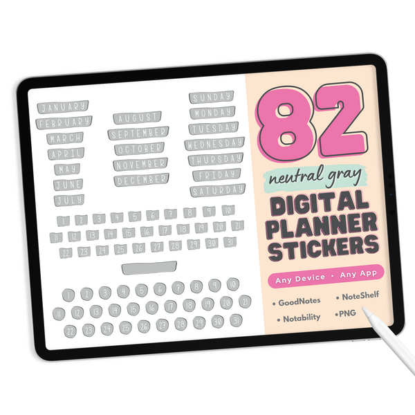 Neutral Days & Months Digital Stickers