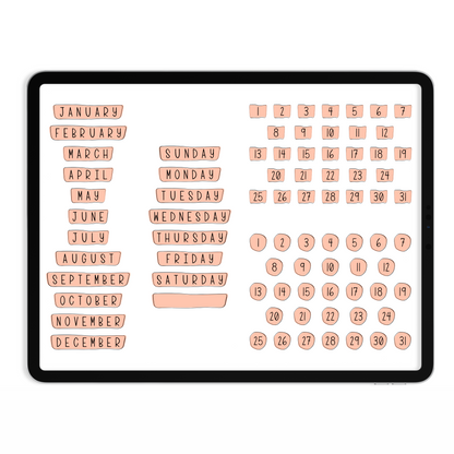 Pastel Days & Months Digital Stickers