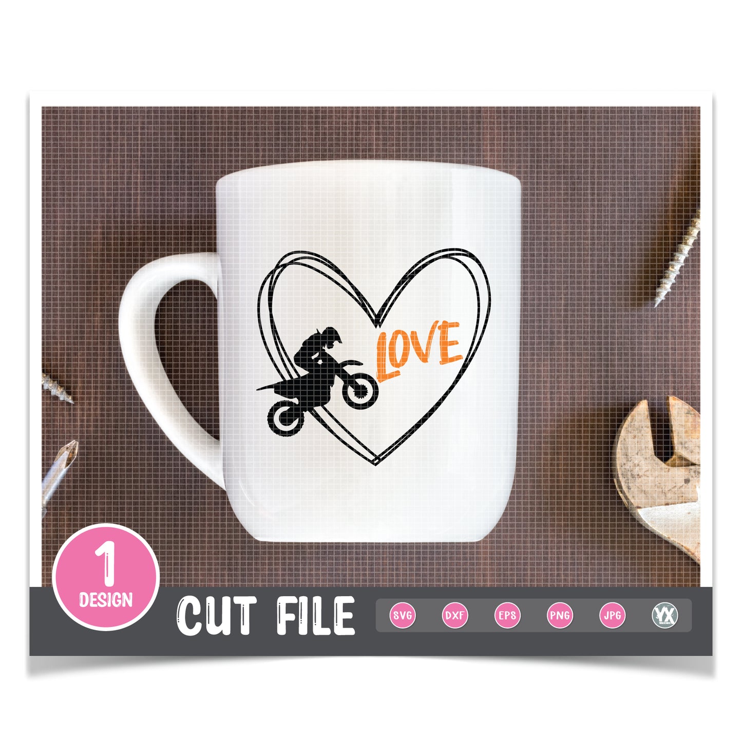 Dirtbike Heart SVG