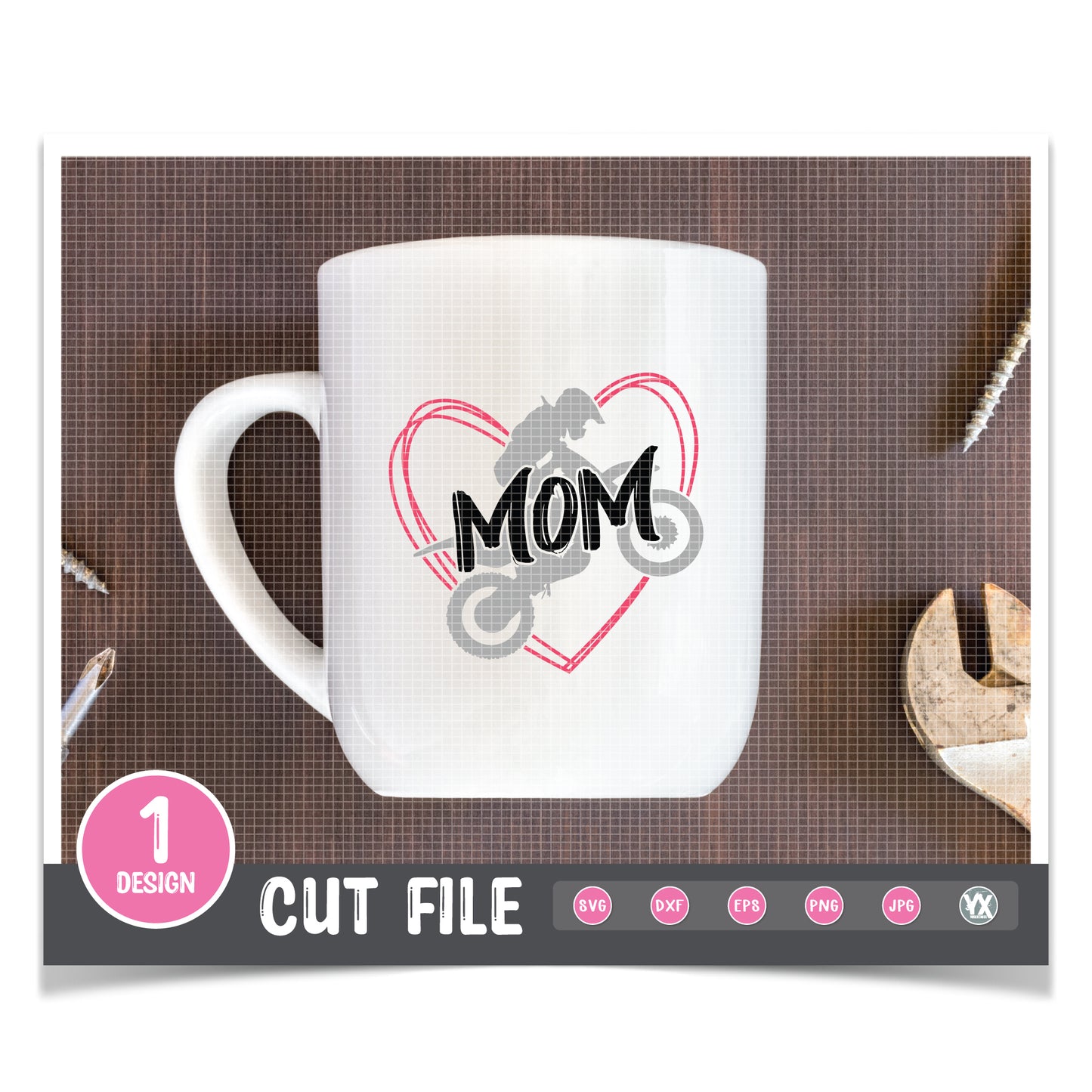 Motocross Mom SVG - Heart