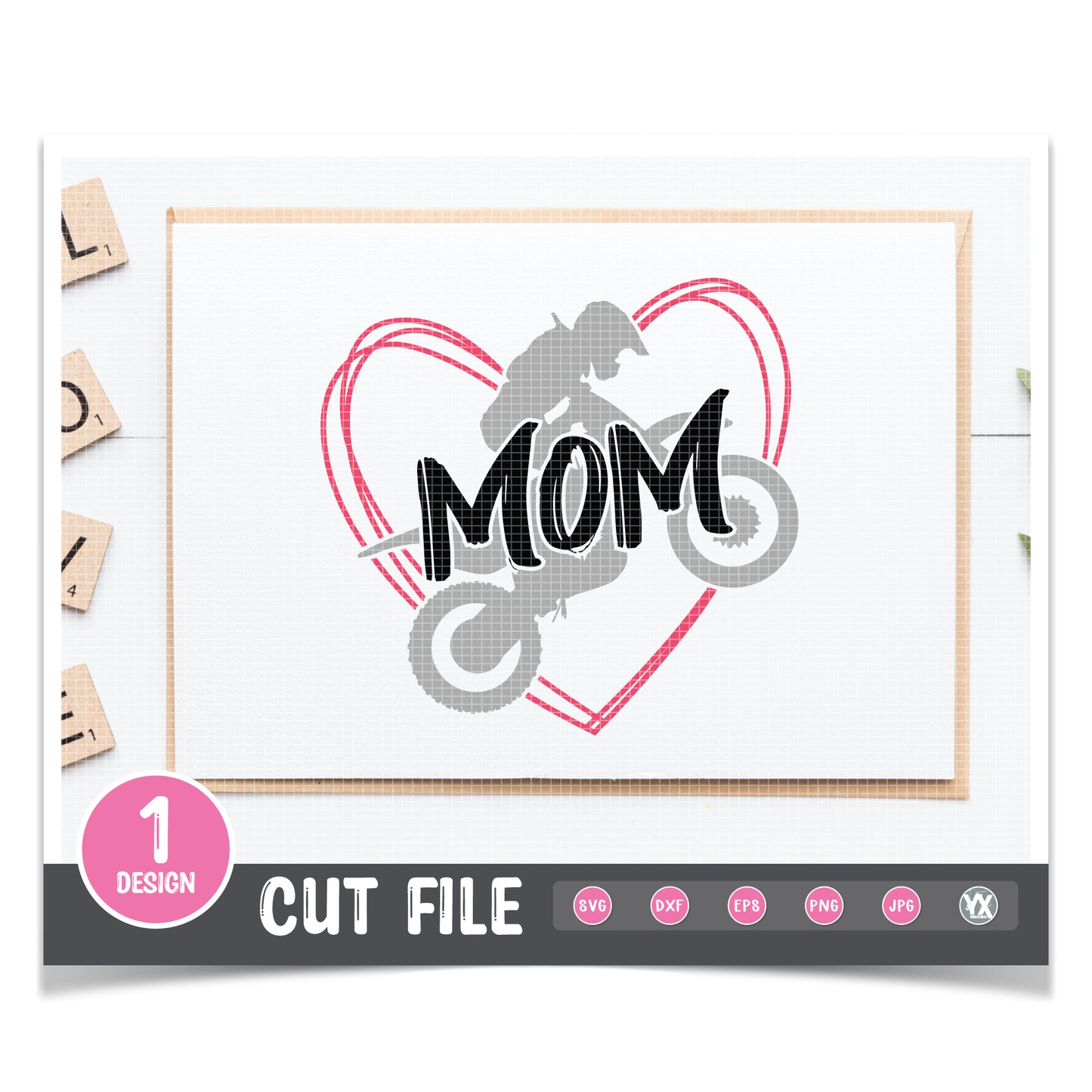 Motocross Mom SVG - Heart