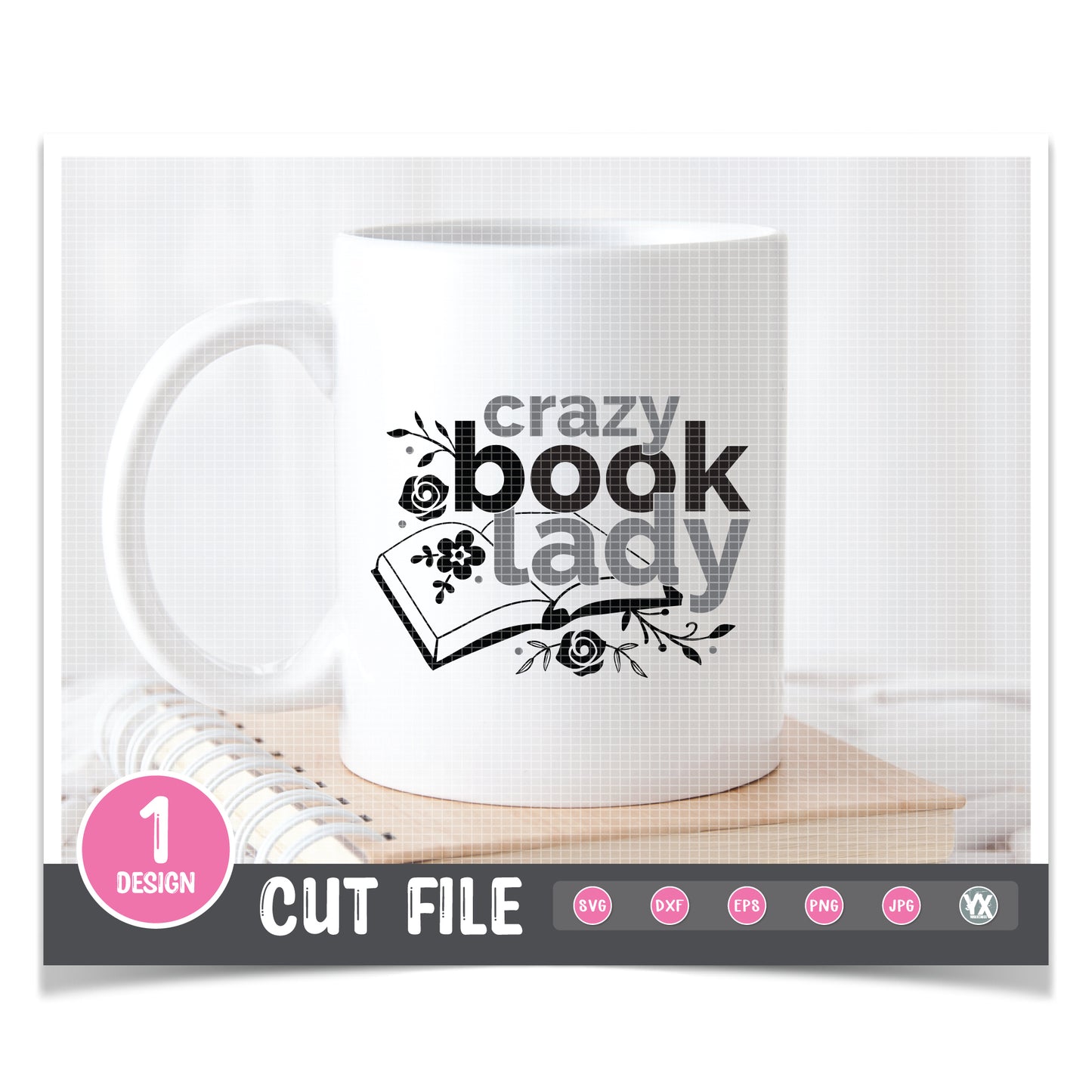 Crazy Book Lady SVG