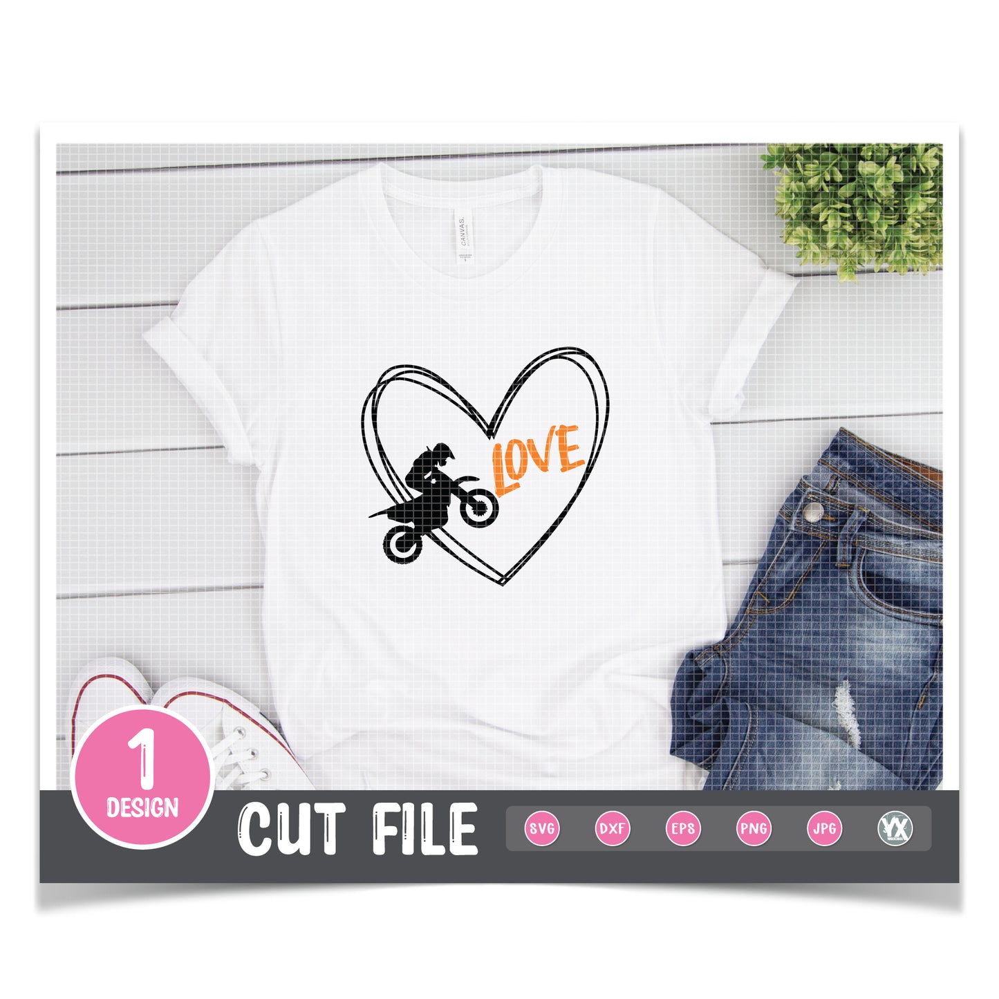 Dirtbike Heart SVG