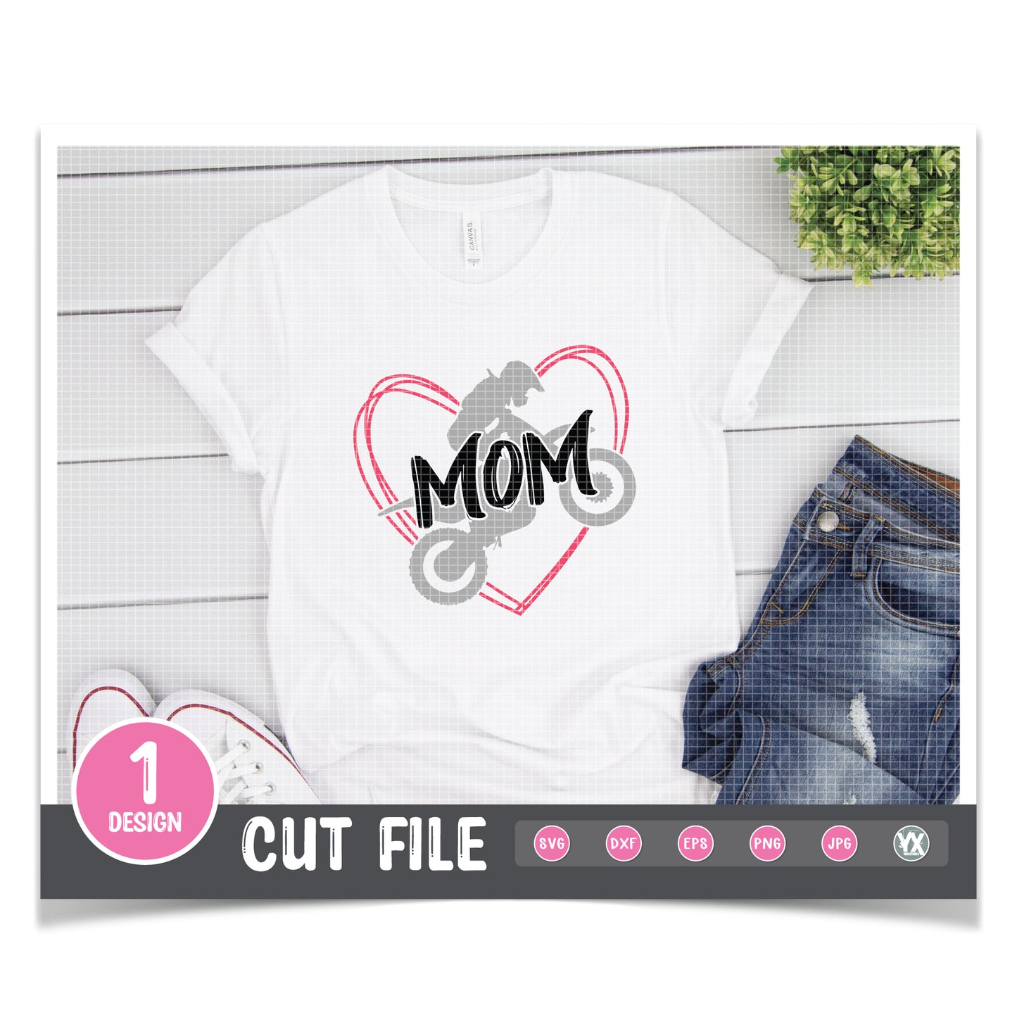 Motocross Mom SVG - Heart