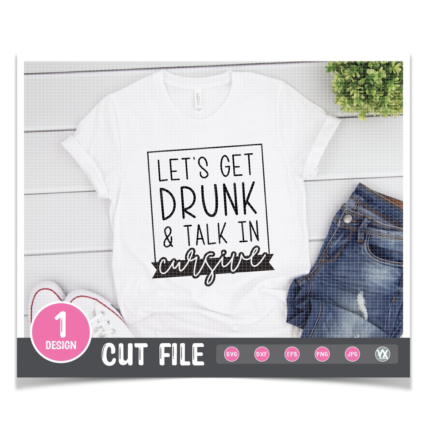 Let's Get Drunk & Talk in Cursive SVG