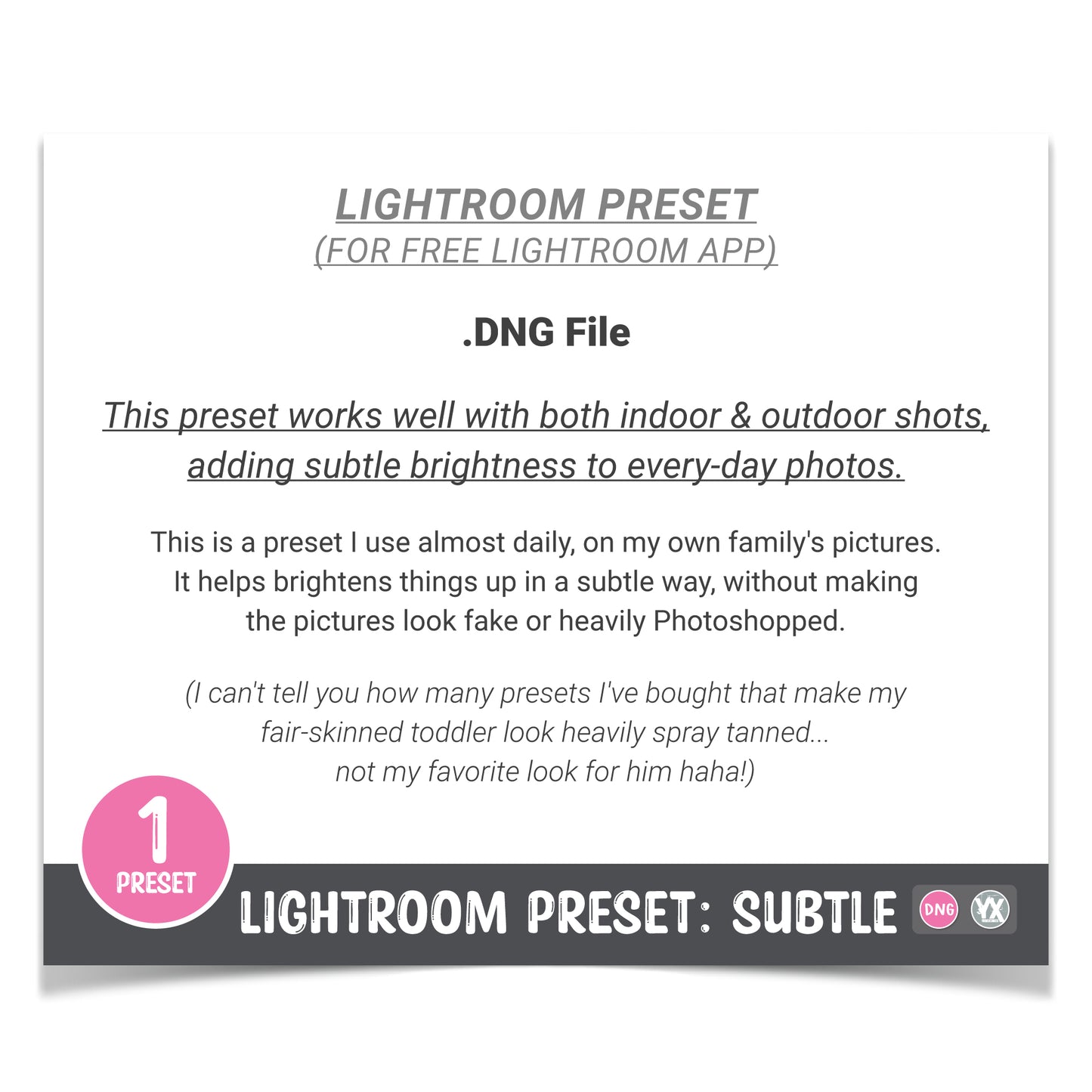 Lightroom Mobile Preset - Subtle