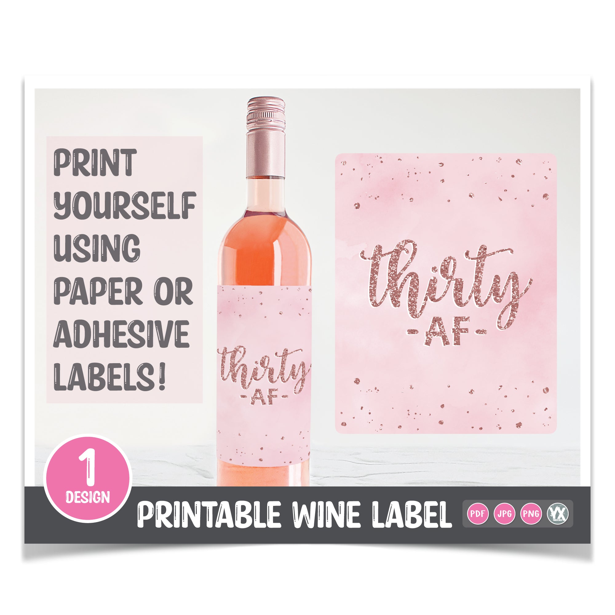 Thirty AF Printable Wine Label